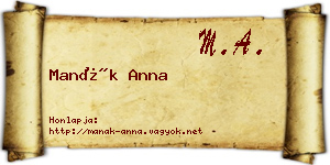 Manák Anna névjegykártya